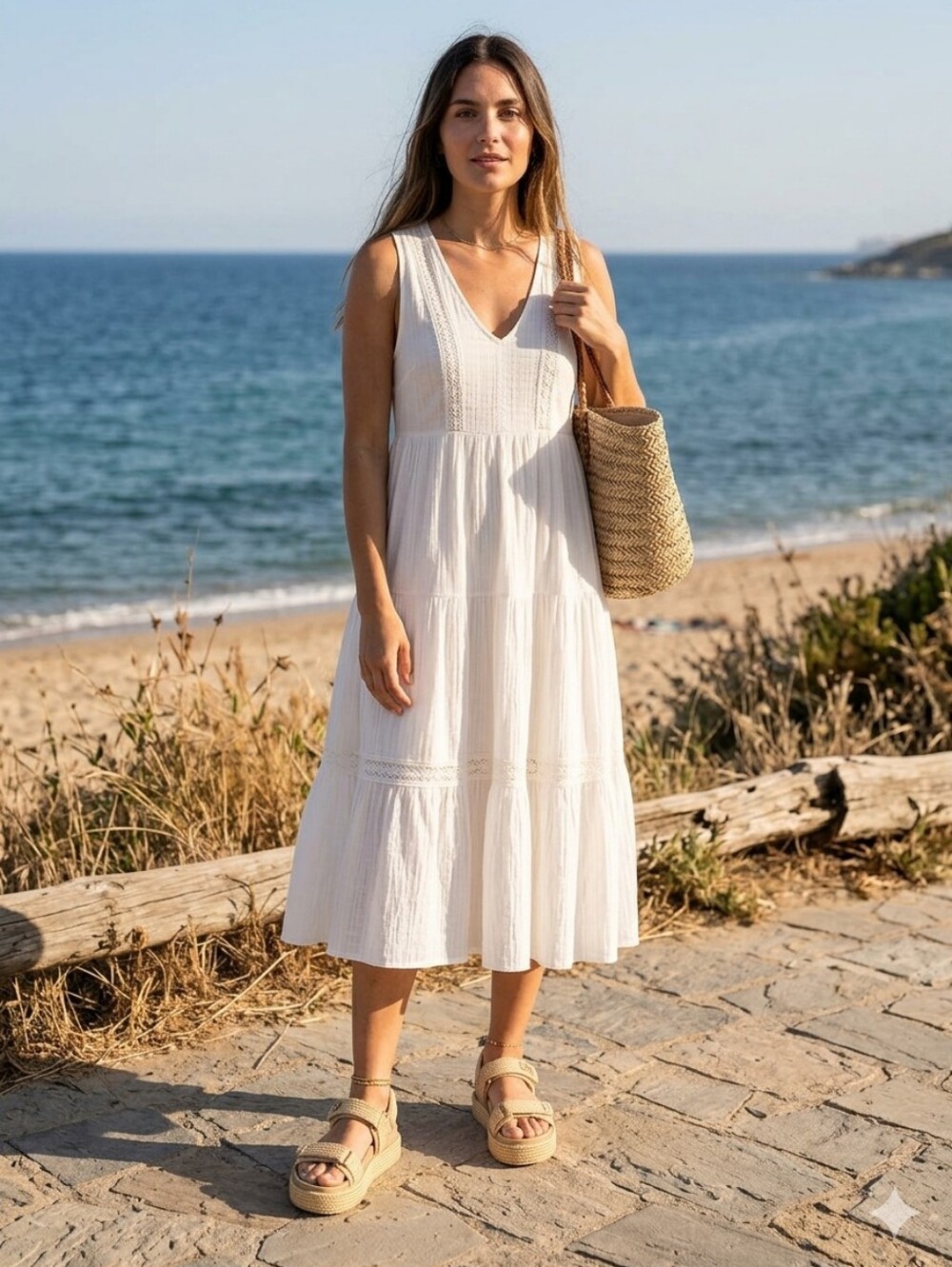Coutgo Neutral Beige Platform Strap Sandals